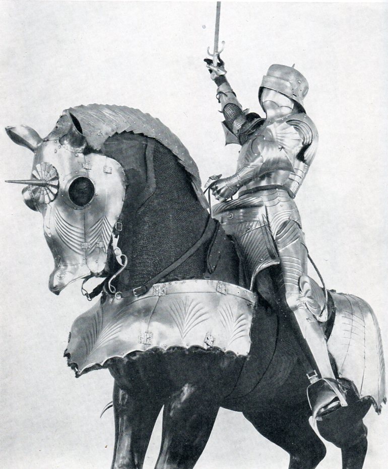 Objaśnij Co Symbolizowały Poszczególne Części Uzbrojenia Rycerza il.4 garnitur uzbrojenia ochronnego na rycerza i konia (Wallace